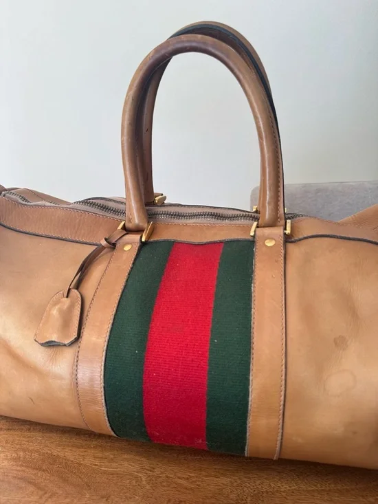 Vintage Gucci Leather Weekender Duffel Bag (project) - Picture 2 of 16